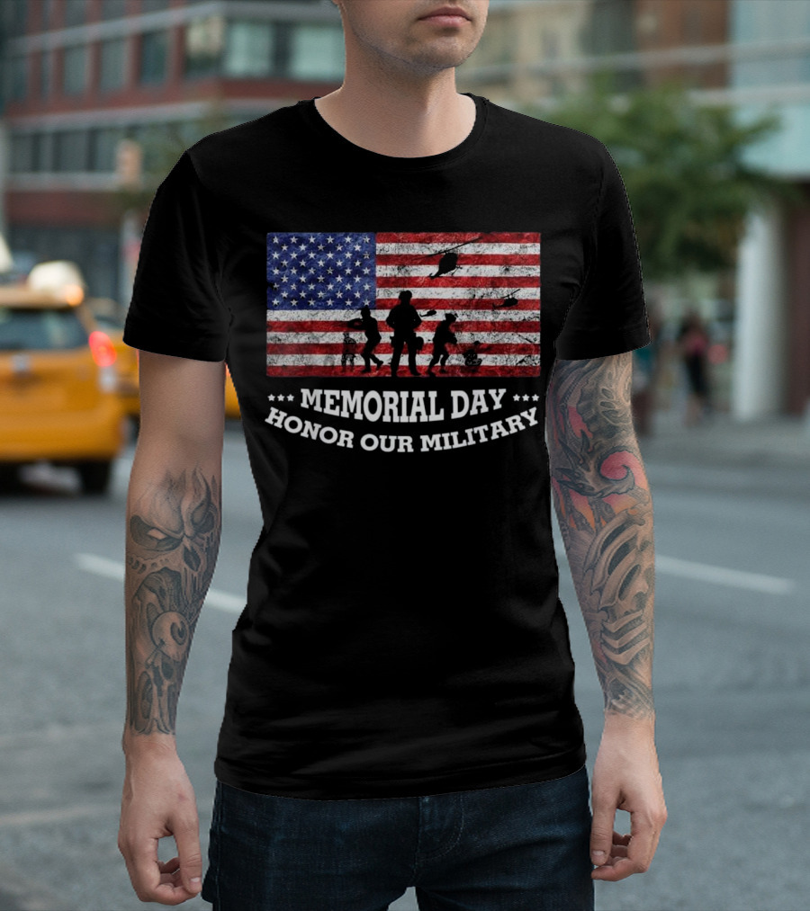 Memorial Day Honor Our Military Soldiers American Flag T-Shirt