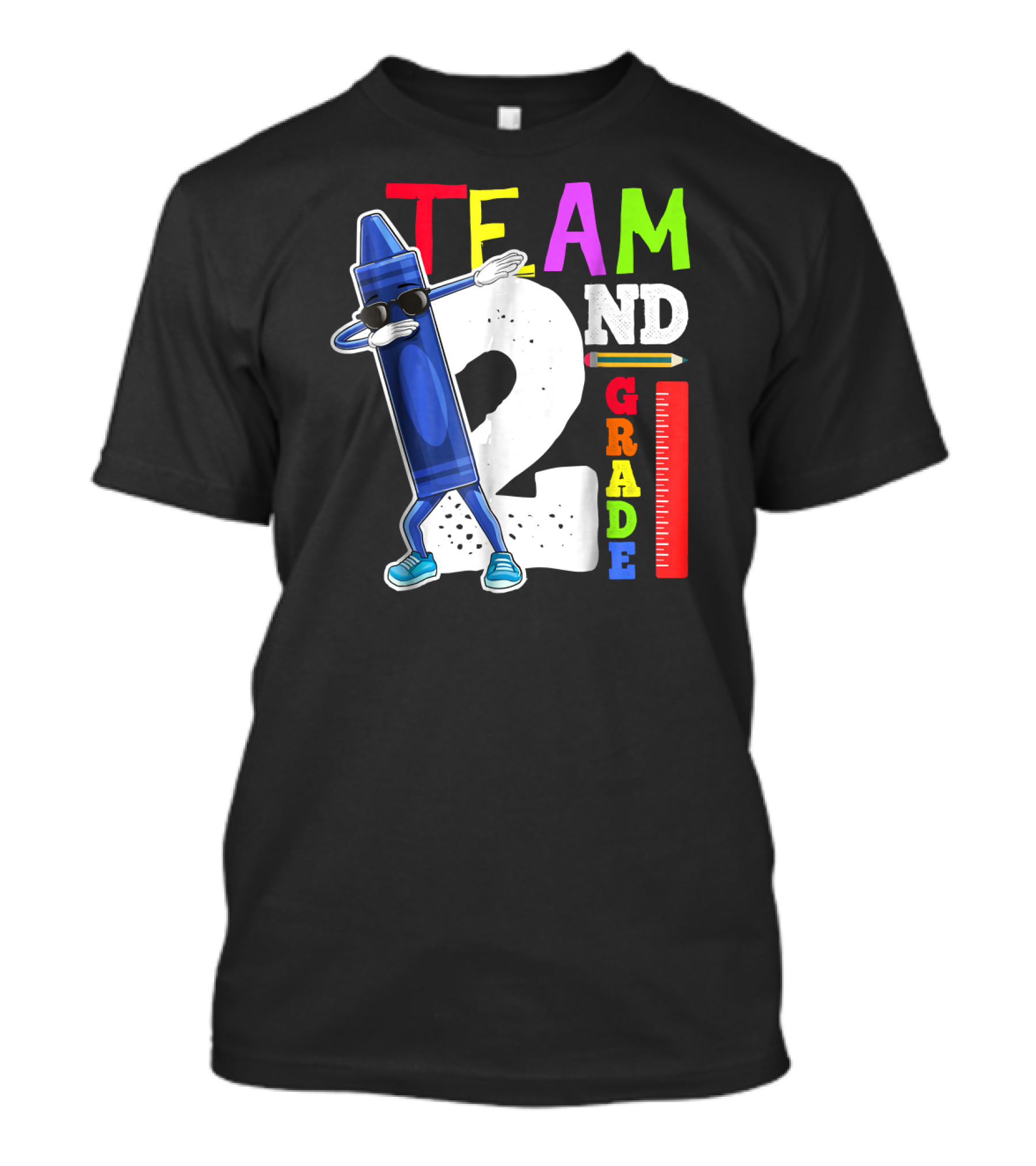 Dabbing Crayon Team Second Grade Back To School 2nd Grade Ruler T-Shirt
