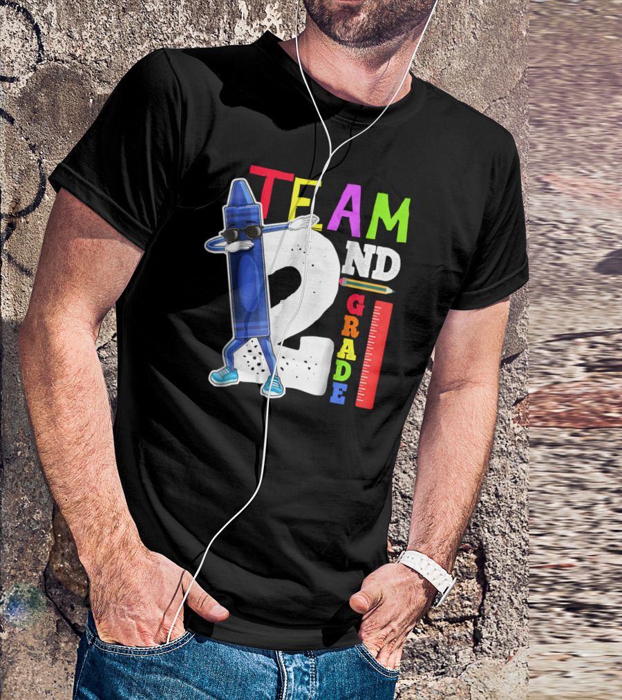 Dabbing Crayon Team Second Grade Back To School 2nd Grade Ruler T-Shirt