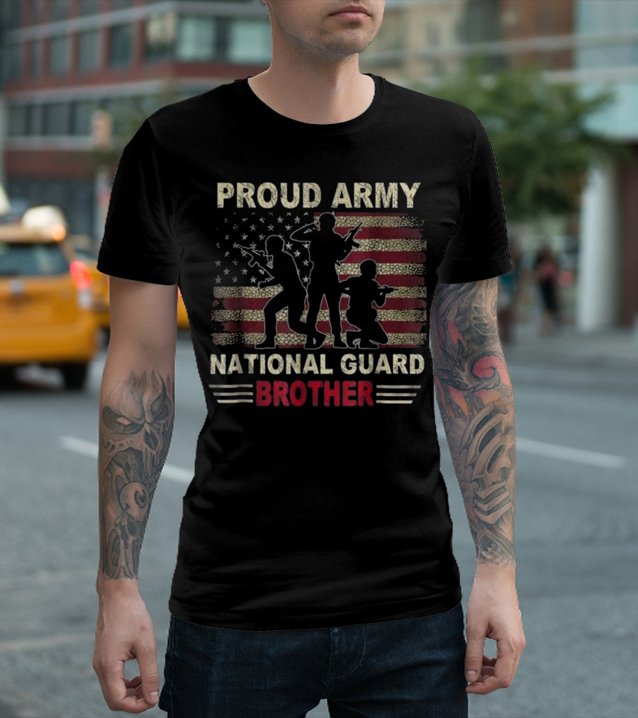 Proud Army National Guard Brother American Flag T-Shirt