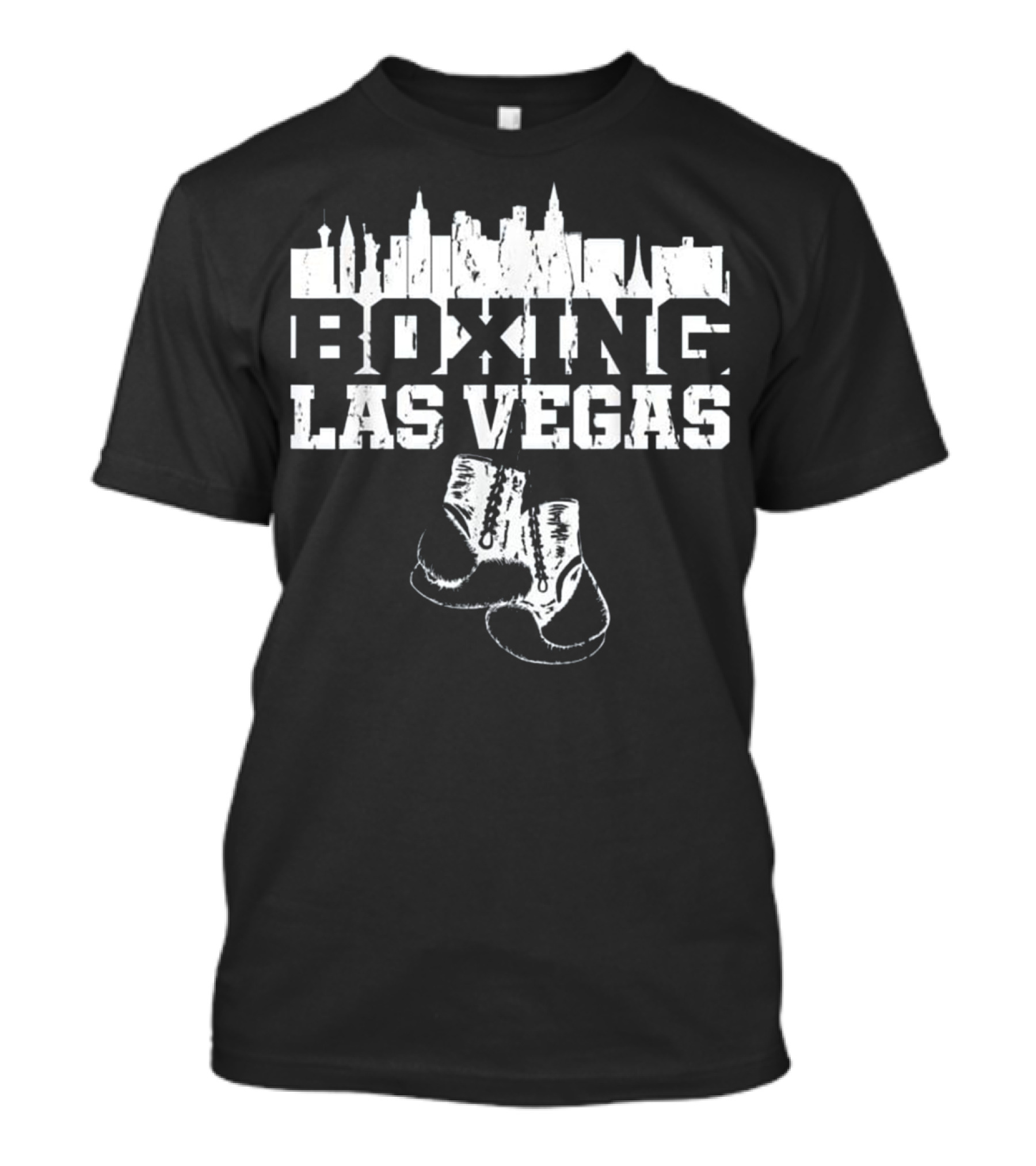 Boxing Las Vegas Skyline Gloves T-Shirt