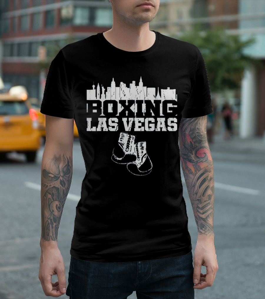 Boxing Las Vegas Skyline Gloves T-Shirt