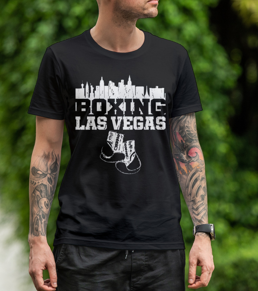 Boxing Las Vegas Skyline Gloves T-Shirt