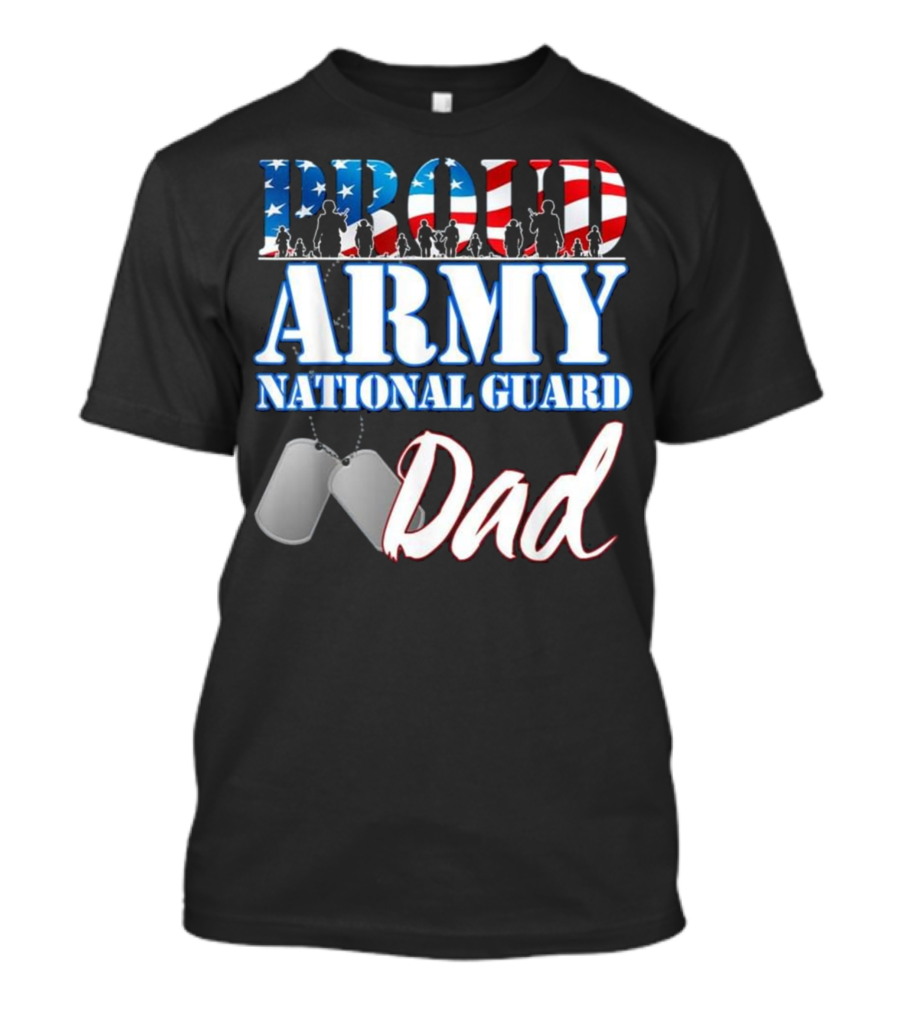 Proud Army National Guard Dad Fathers Day Dog Tags T-Shirt