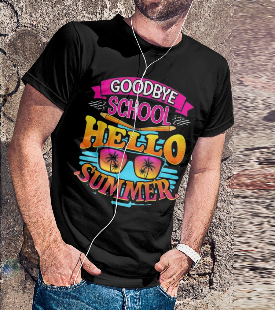 Goodbye School Hello Summer Palm Trees Sunglasses T-Shirt