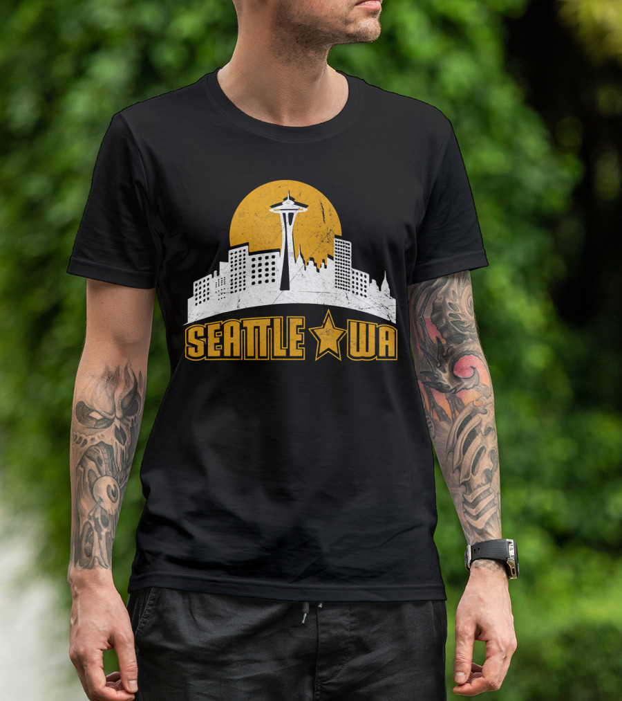 Seattle WA Skyline Space Needle Starburst Skyline T-Shirt
