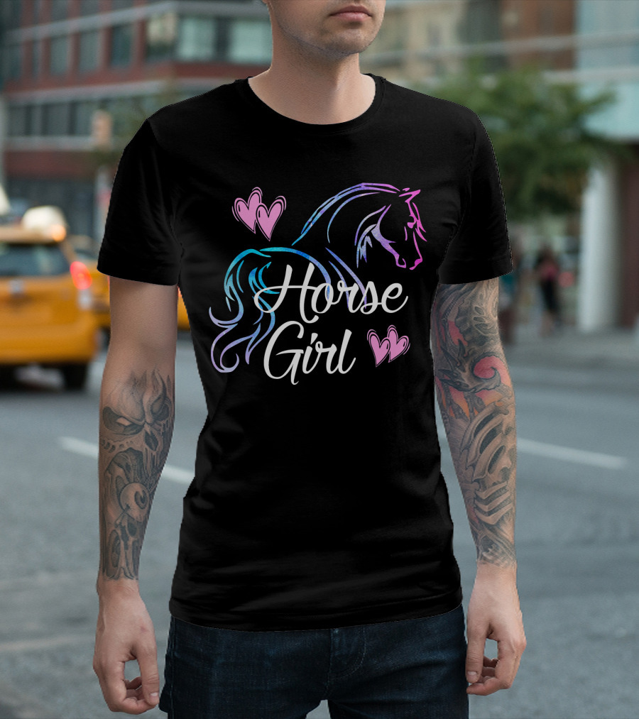 Horse Girl Love Horses Riding Rider K Hearts T-Shirt