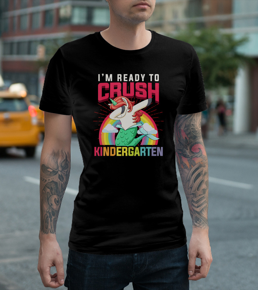 I'm Ready to Crush Kindergarten Dabbing Mermaid Unicorn Rainbow T-Shirt