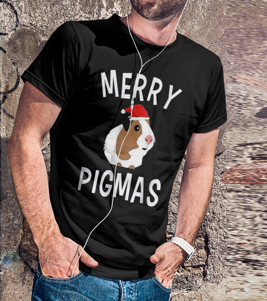 Merry Pigmas - Funny Guinea Pig Christmas Santa Hat T-Shirt
