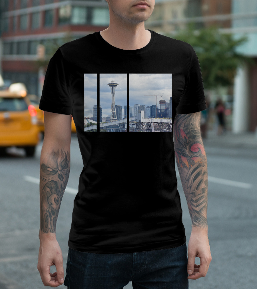 Seattle Space Needle Skyline Modern Photo T-Shirt