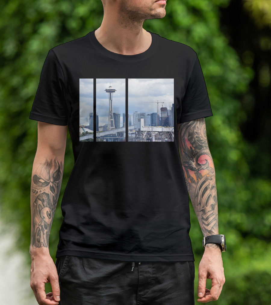 Seattle Space Needle Skyline Modern Photo T-Shirt
