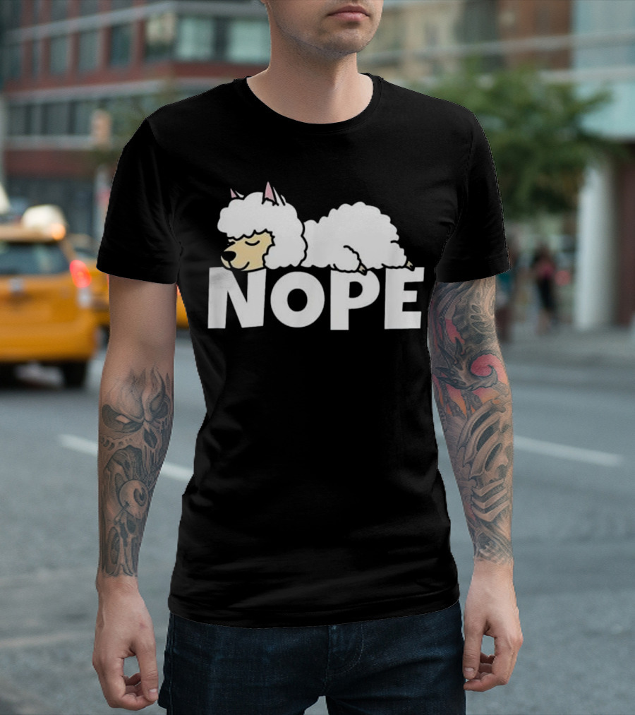 Lazy Alpaca Nope Cute Llama Comic Gift T-Shirt