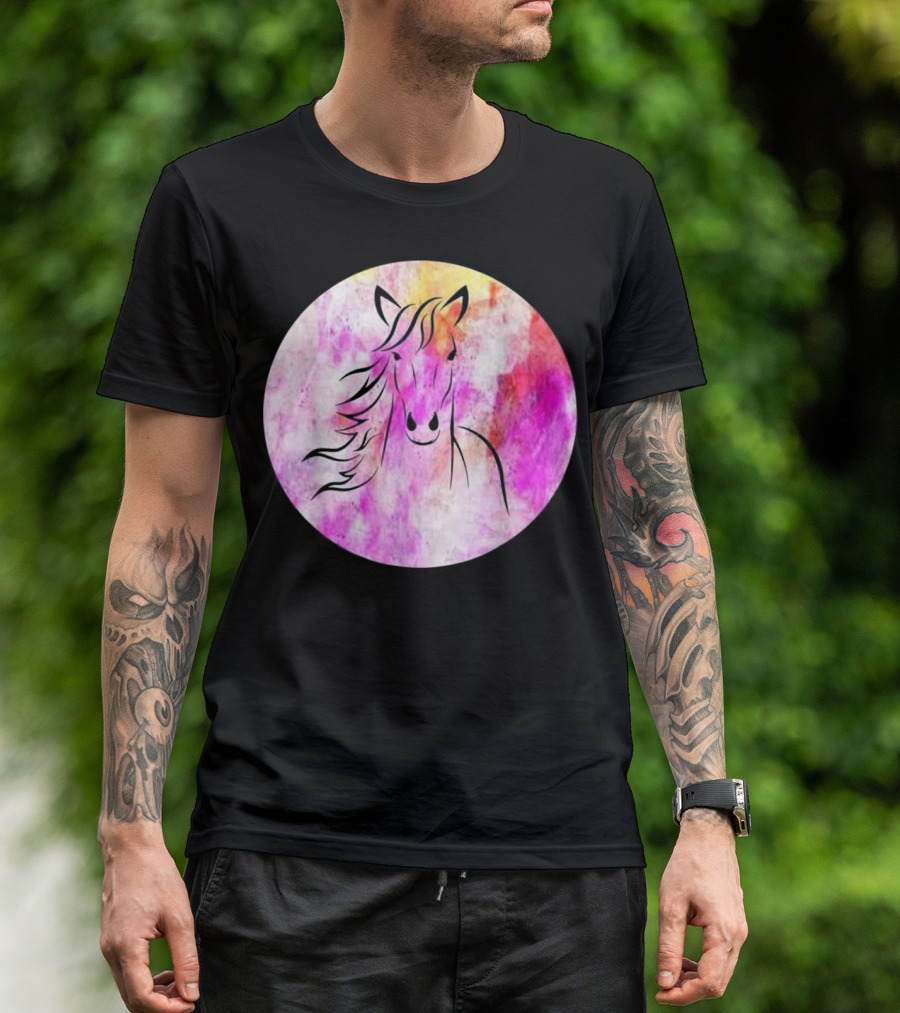 Horse Owner Gifts For Horse Lovers Cool Colorful Watercolor Horse T-Shirt