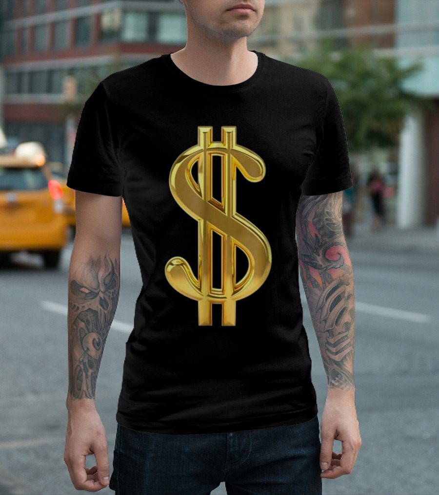 Metallic Gold Dollar Sign Cash Money T-Shirt
