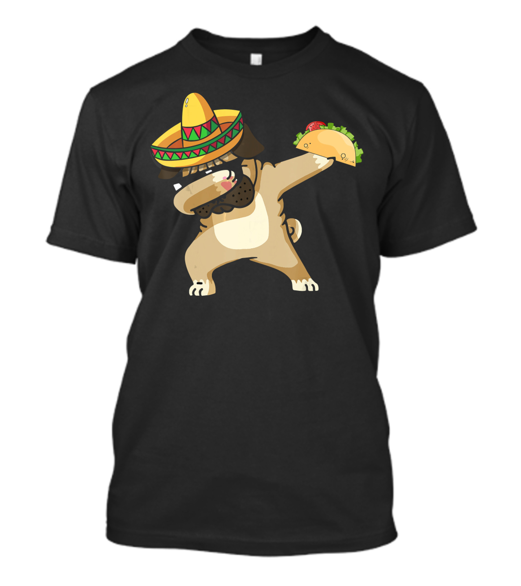 Dabbing Pug In Sombrero With Taco For Cinco De Mayo Mexican T-Shirt