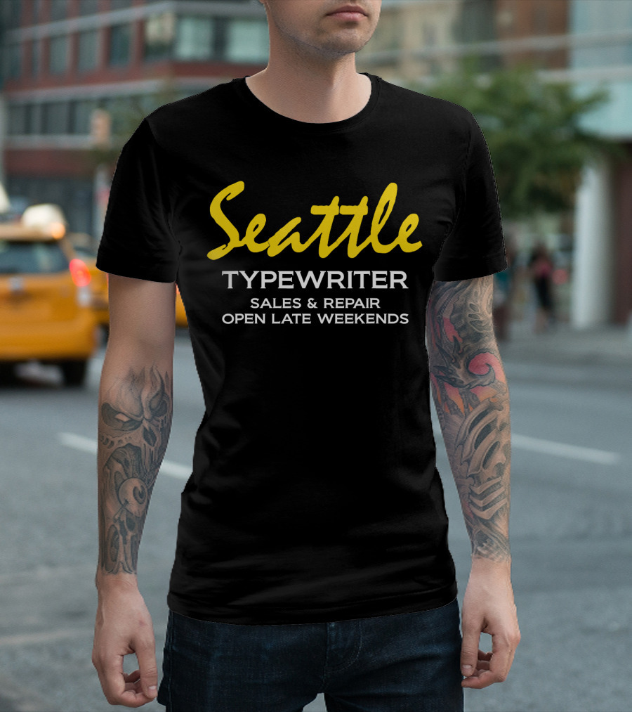 Seattle Typewriter Sales and Repair Open Late Weekends Retro Souvenir T-Shirt