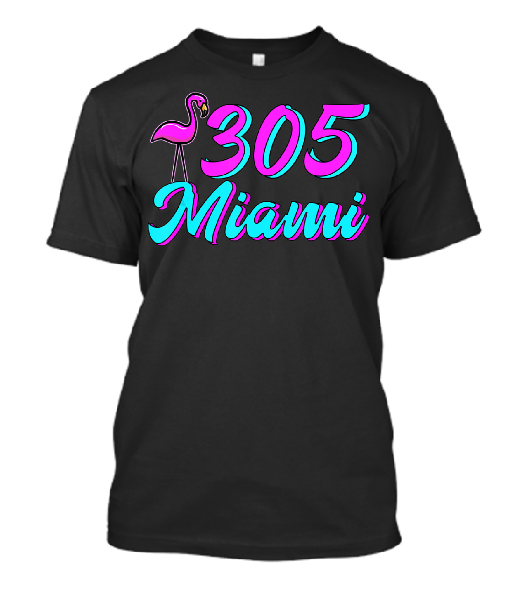 Miami 305 Flamingo Dade County South Florida Pink Fl T-Shirt
