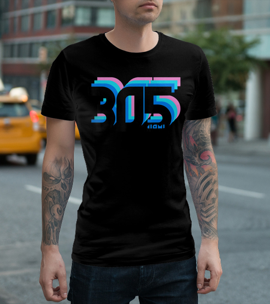 305 Miami Retro Neon T-Shirt