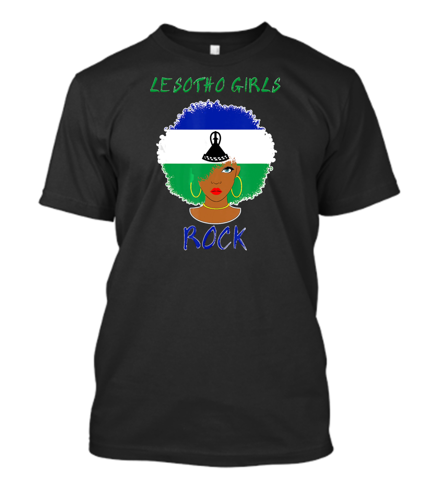 Lesotho Girls Rock Basotho Flag Afro Pride T-Shirt