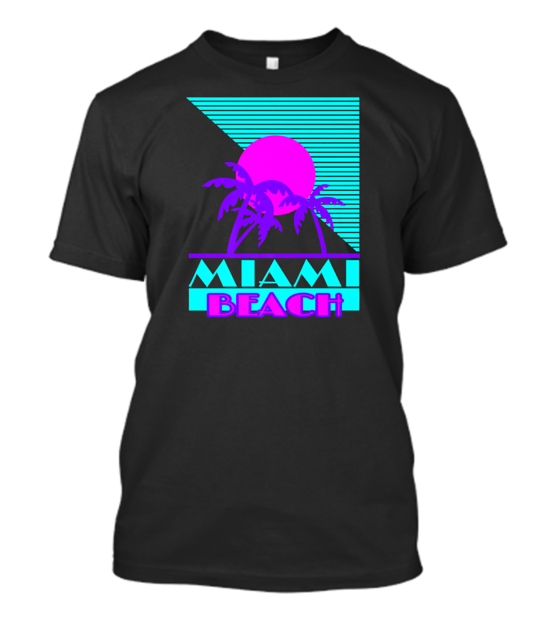 Miami Beach Retro Sun And Palm Trees 80s T-Shirt