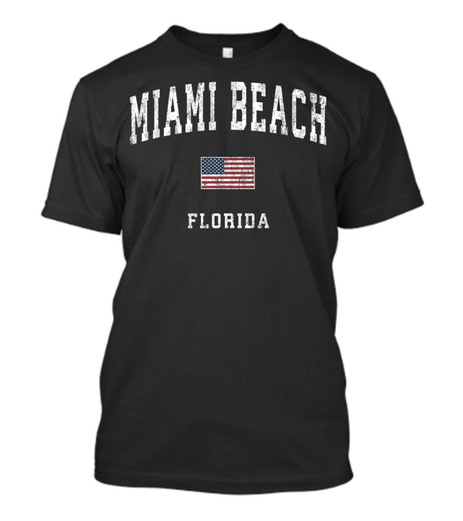 Miami Beach Florida Vintage American Flag T-Shirt