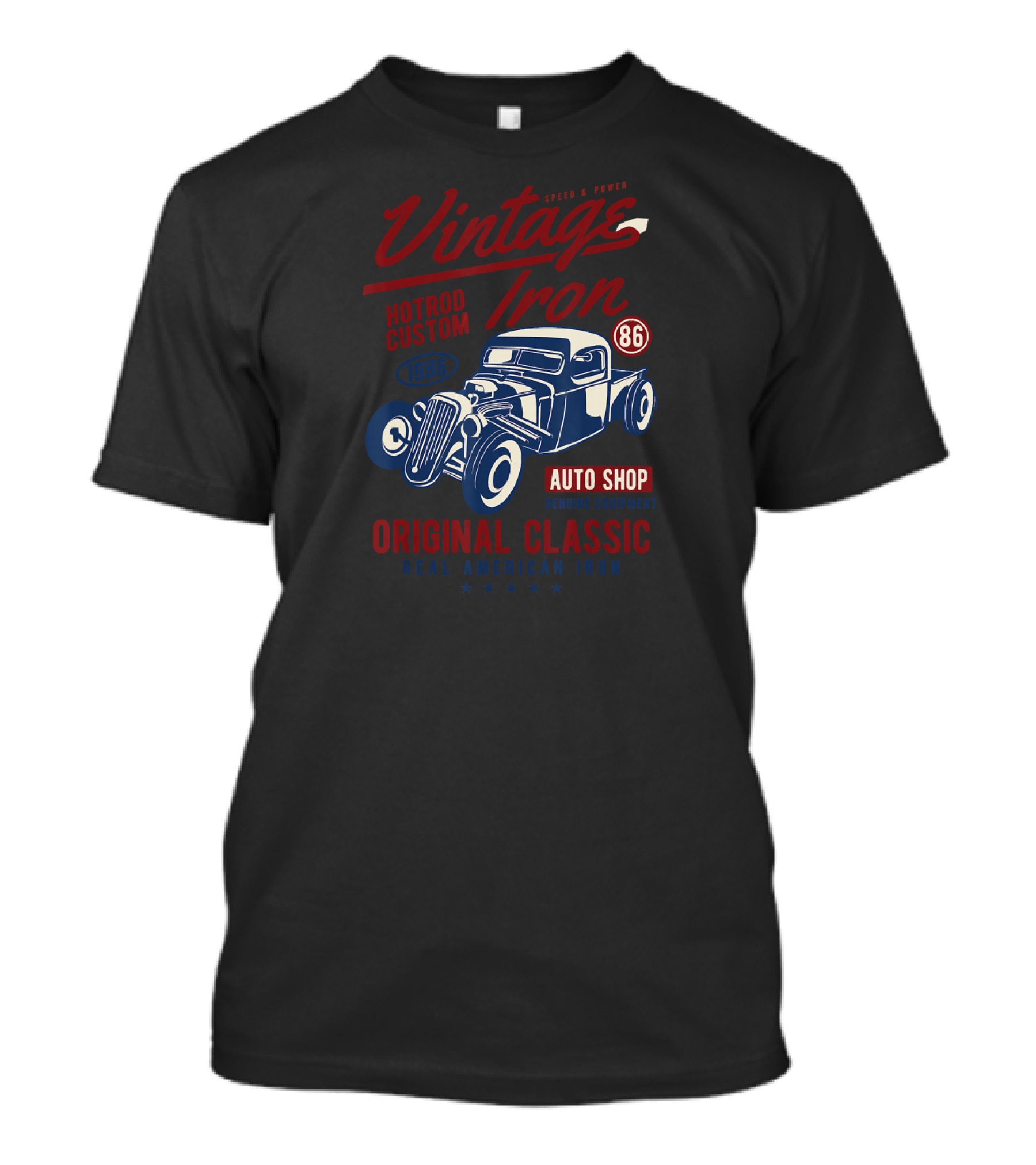 Vintage Iron Hotrod Custom 1986 Auto Shop Original Classic Real American Iron T-Shirt