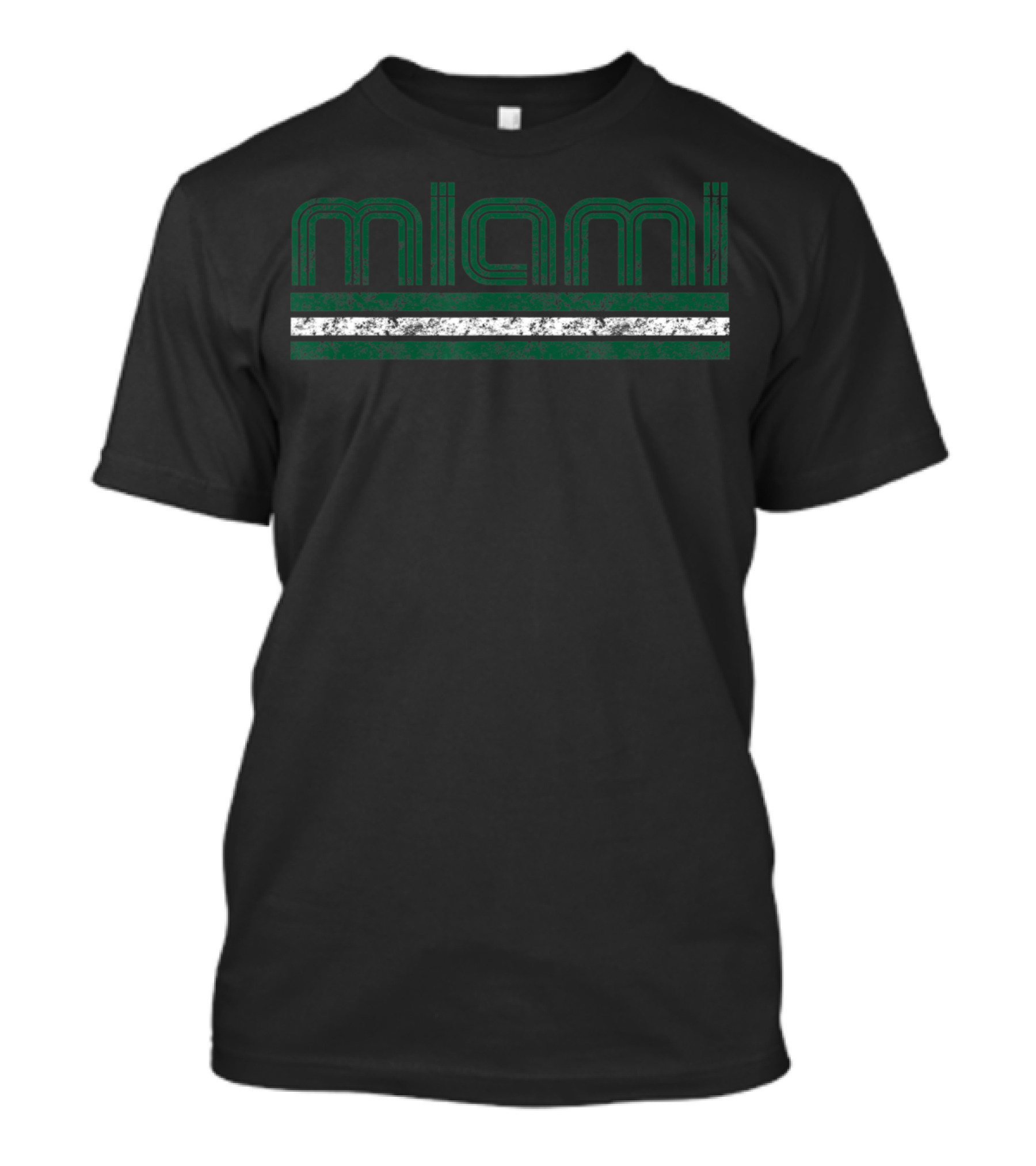 Miami Retro T Vintage Weathered Green Stripes T-Shirt