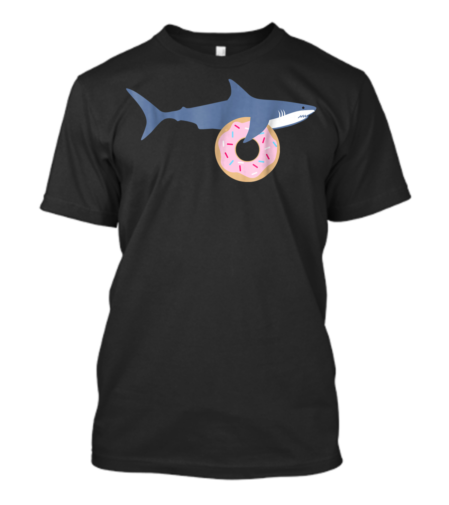Funny Shark Carrying Donut Cute Food Ki Shark With Donut T-Shirt