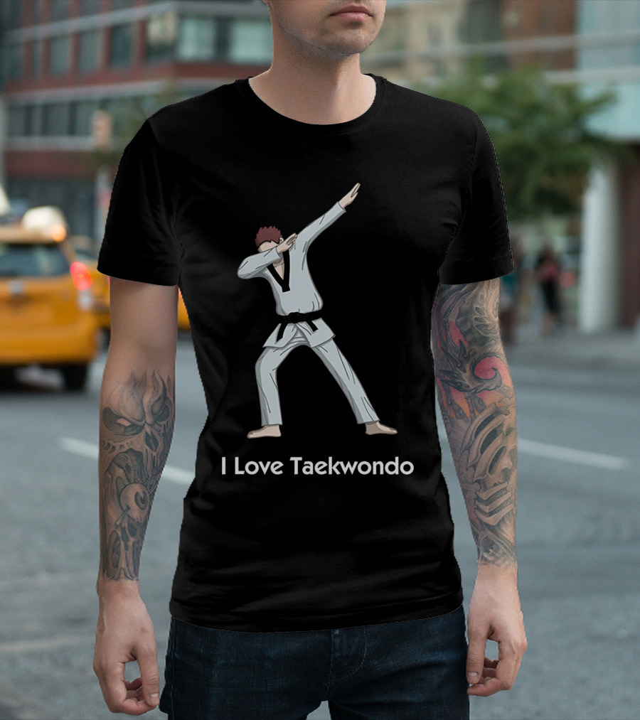 I Love Taekwondo Dabbing Black Belt Spar Wars T-Shirt