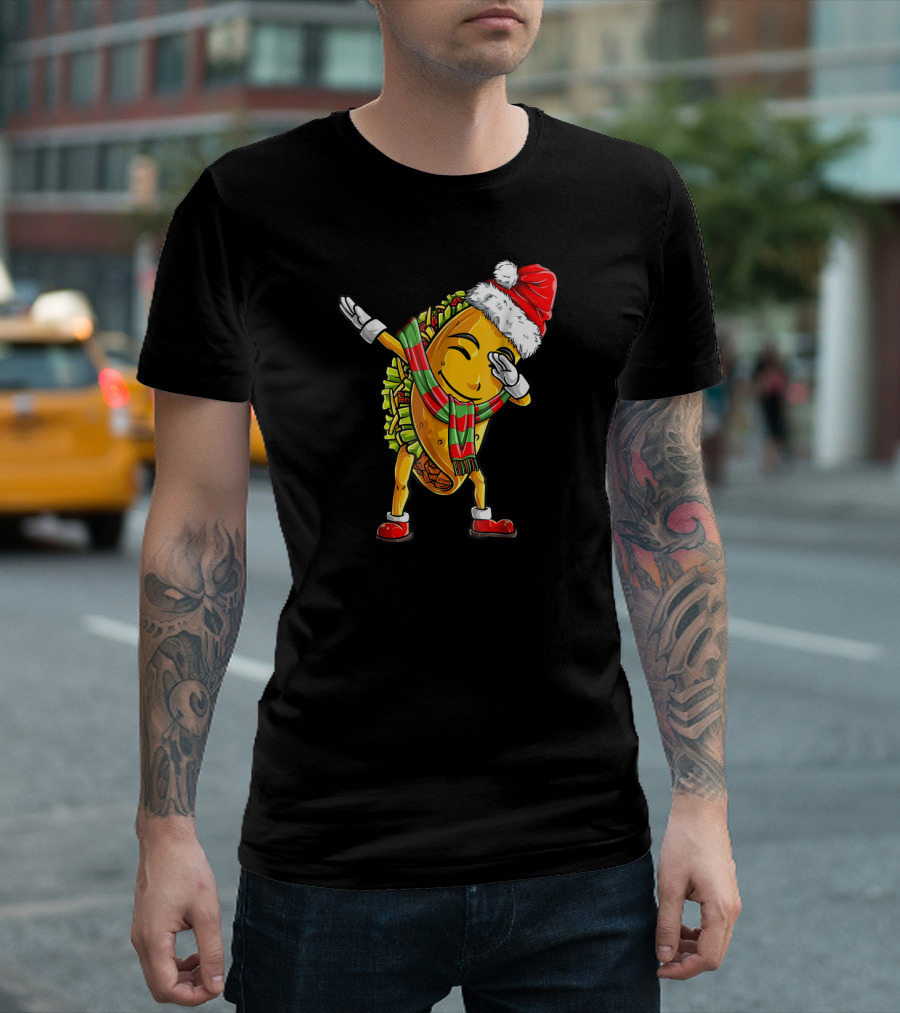 Dabbing Taco Santa Christmas Kids Bowler Hat T-Shirt