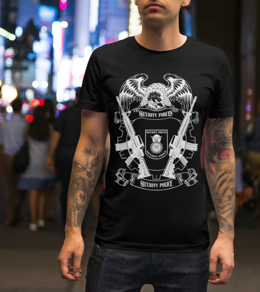 Security Forces Security Police Emblem With Eagle And Rifles Badge T-Shirt