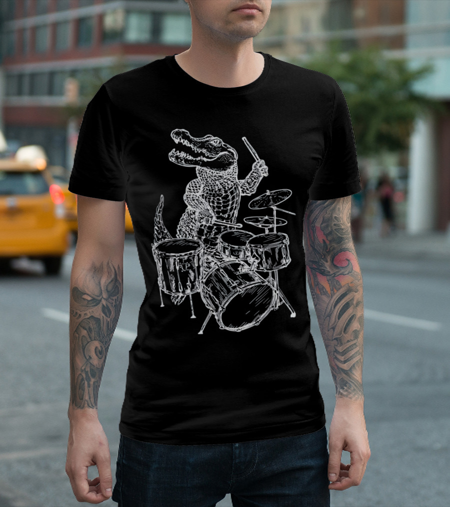 SEEMBO Alligator Playing Drums Drum Set Musician T-Shirt