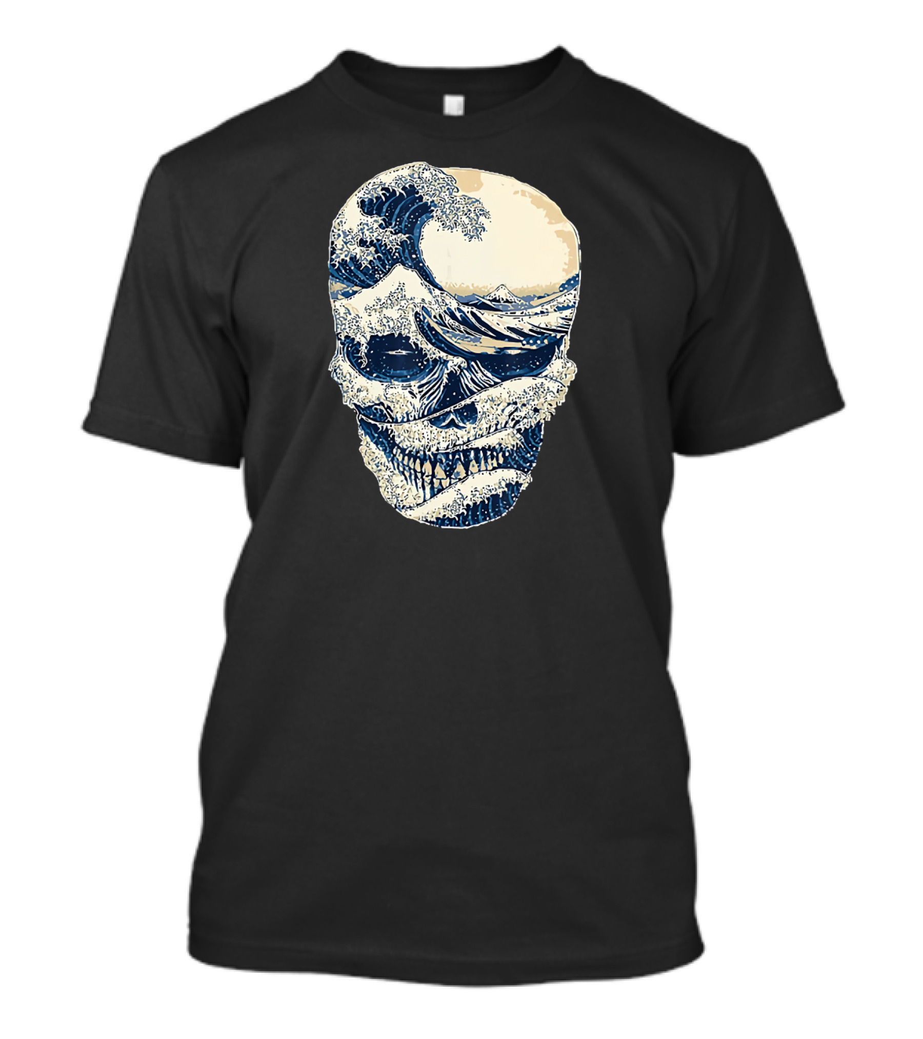 Day Of The Dead Skull Skeleton With Ocean Waves T-Shirt