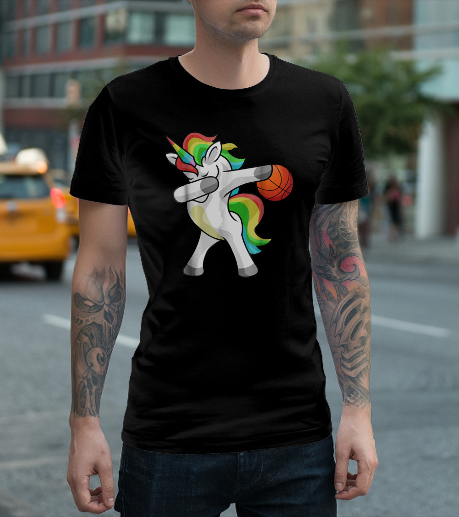 Unicorn Dabbing With Basketball Funny Dab T-Shirt