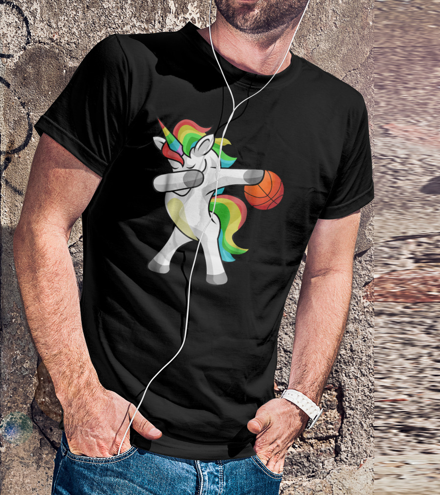 Unicorn Dabbing With Basketball Funny Dab T-Shirt