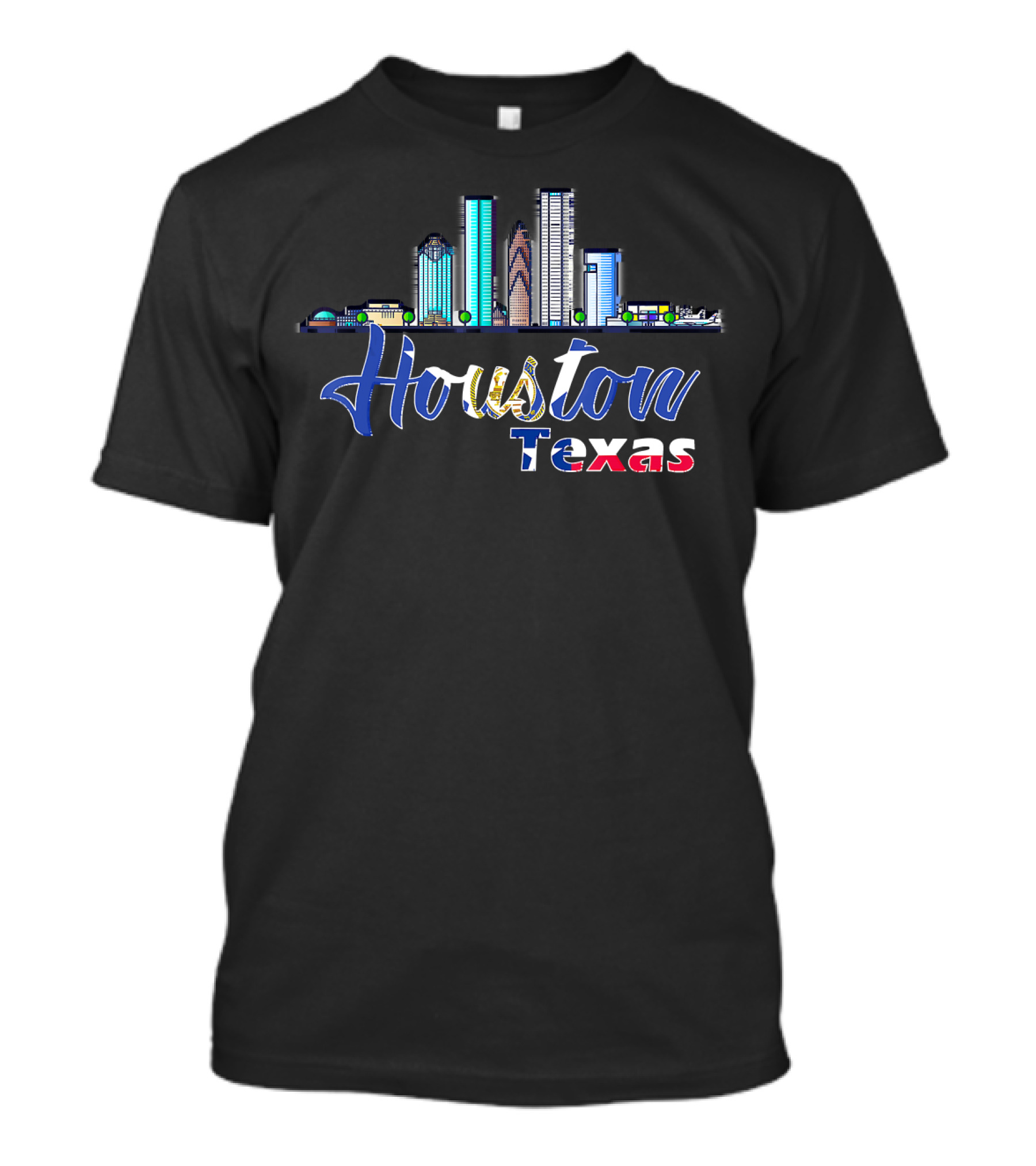 Houston Texas Skyline Colorful Typography T-Shirt