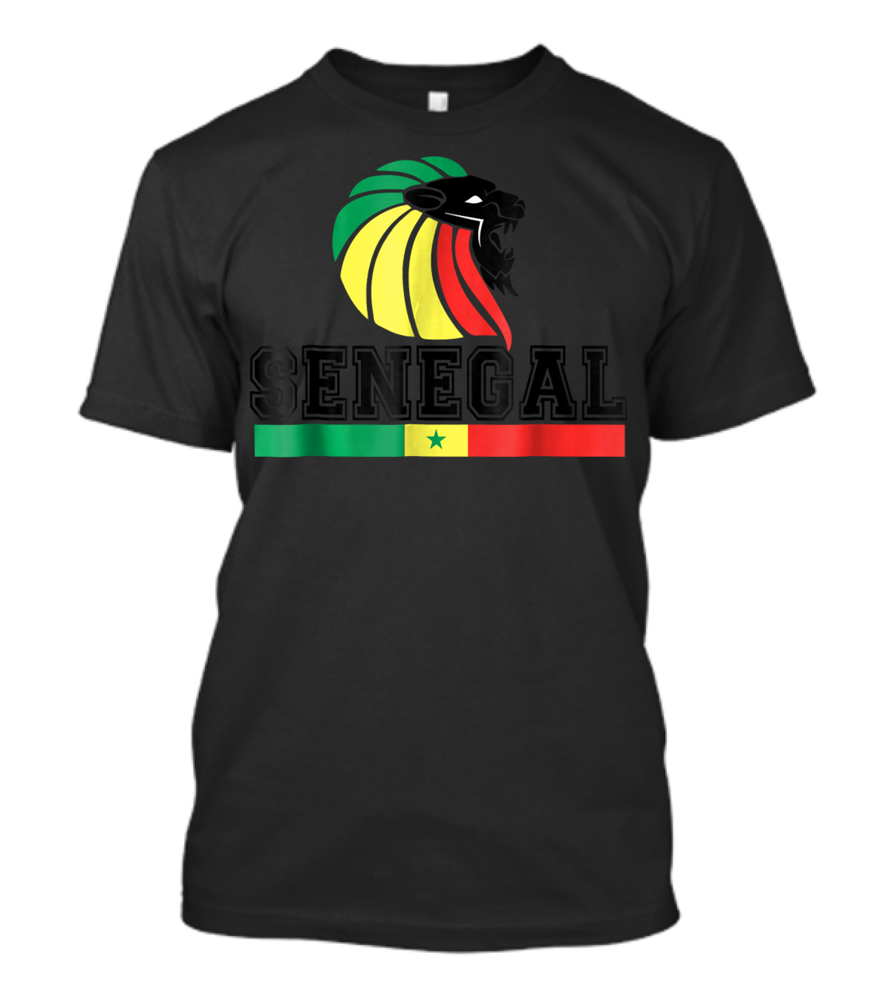 Senegal Lion Head Flag Colors Soccer Football T-Shirt