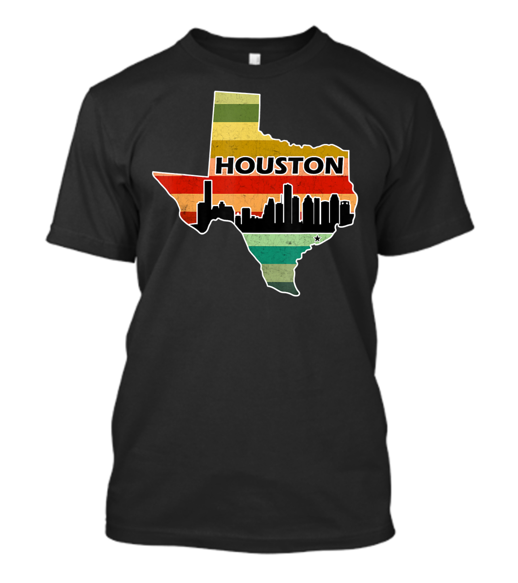 Houston Texas Skyline Vintage Sunset Stripes T-Shirt