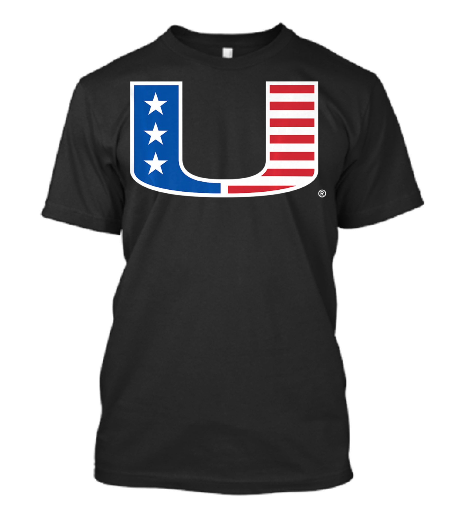 Miami Hurricanes U Logo With American Flag Colors T-Shirt