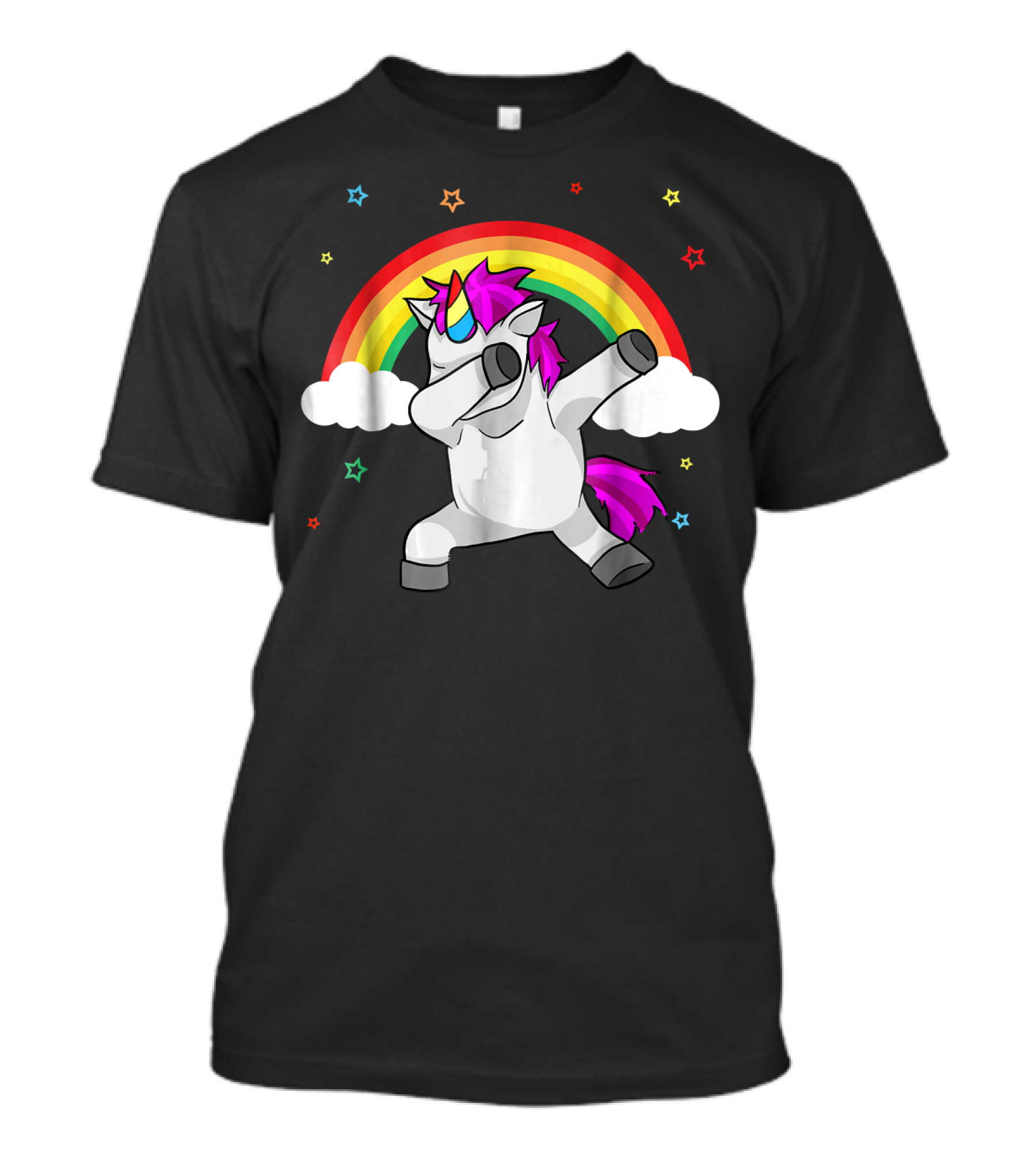 Dabbing Unicorn Funny Dab Dance Rainbow Stars T-Shirt