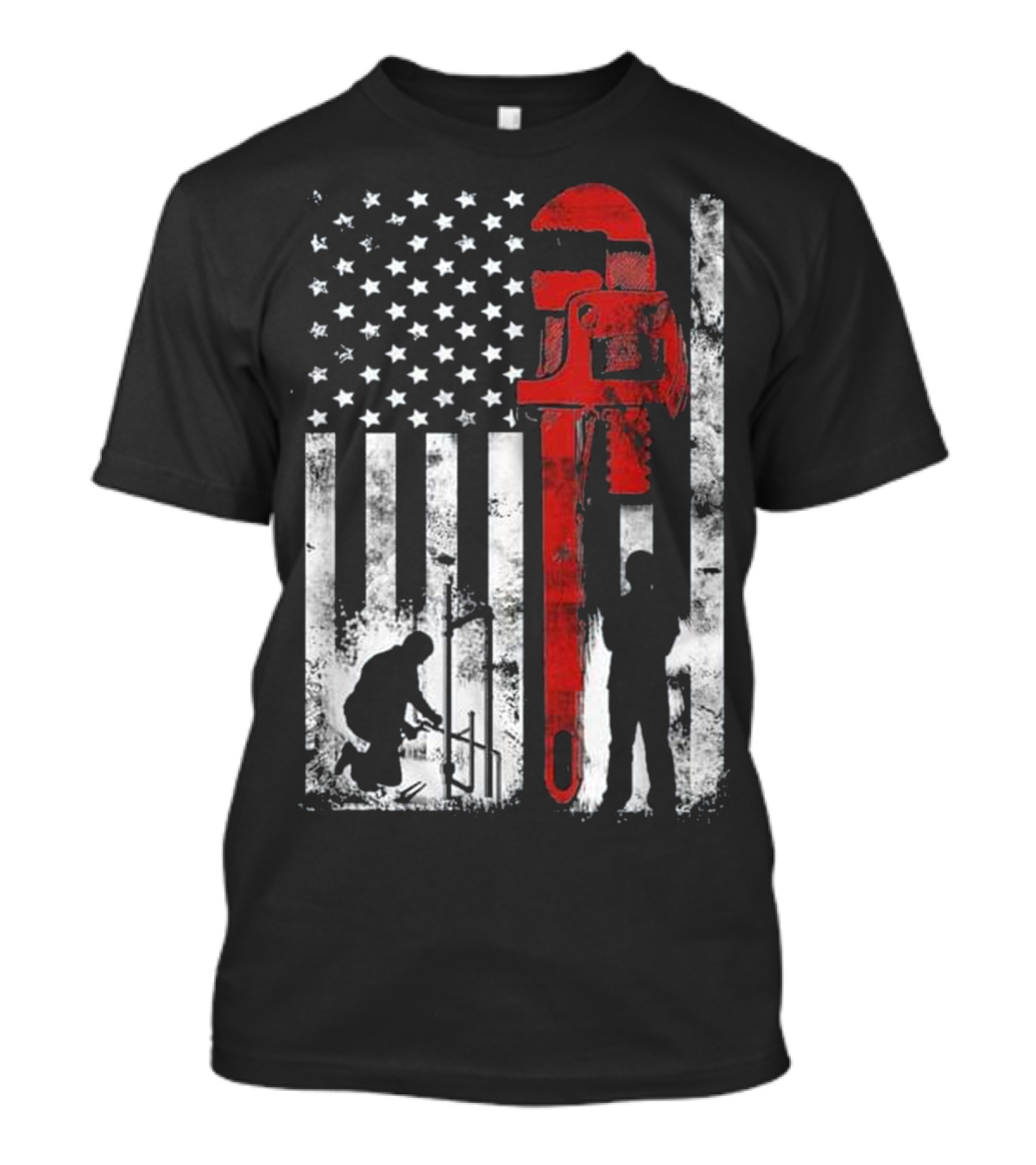 Sensational Plumber American Flag Wrench T-Shirt