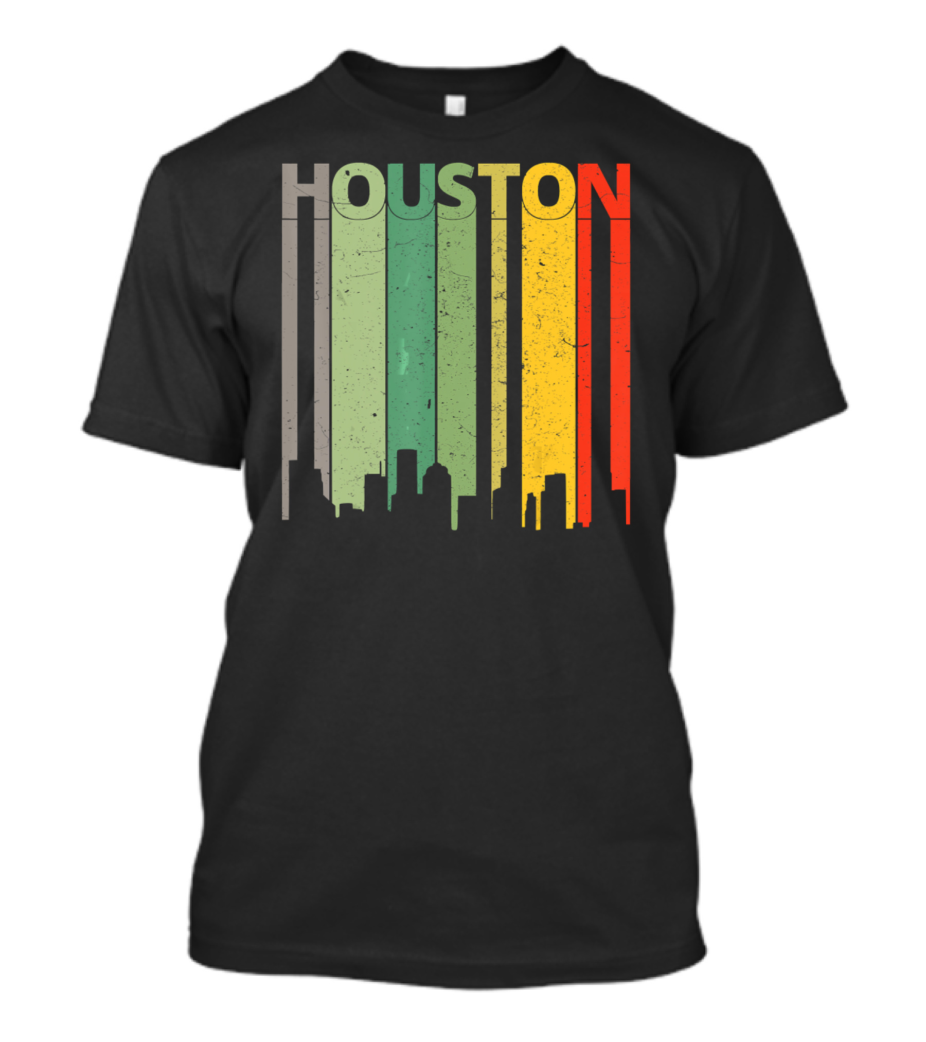 Houston 80's Vintage Retro Skyline Stripes T-Shirt