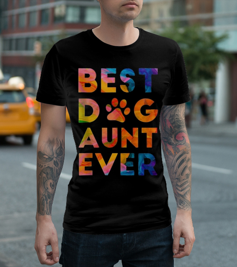 Best Dog Aunt Ever Watercolor Paw Prints T-Shirt