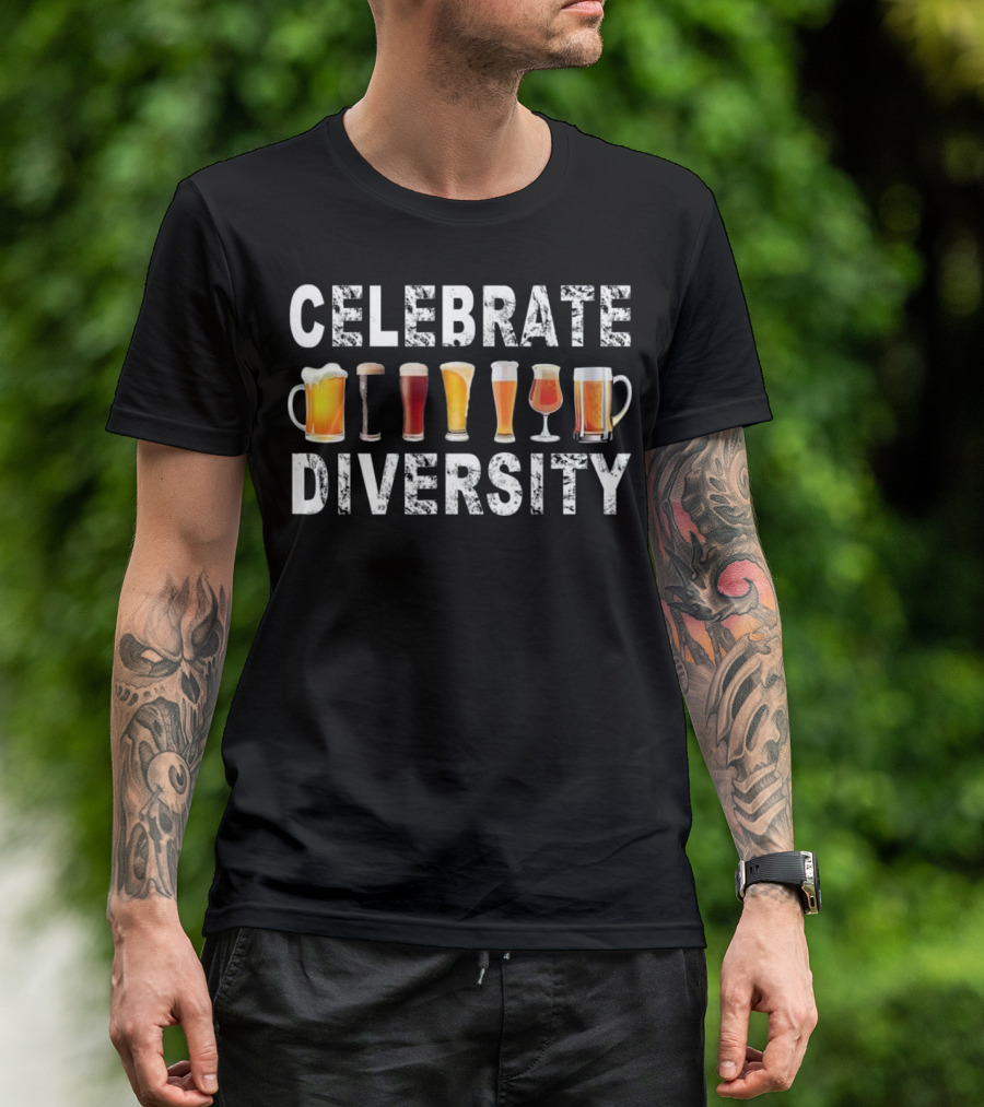Celebrate Diversity Glasses Of Beer T-Shirt