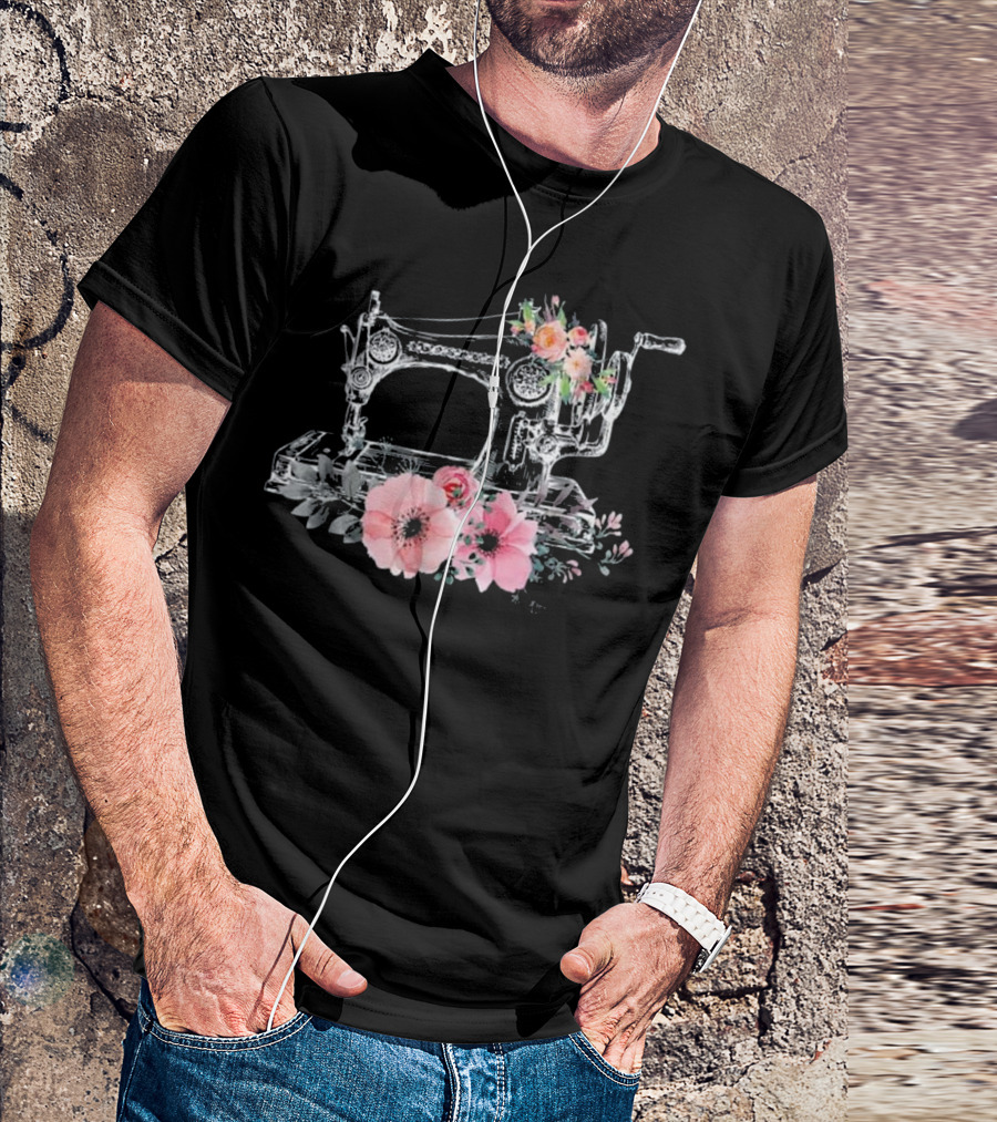 Sewing Machine With Flowers I Love Quilting Mother T-Shirt