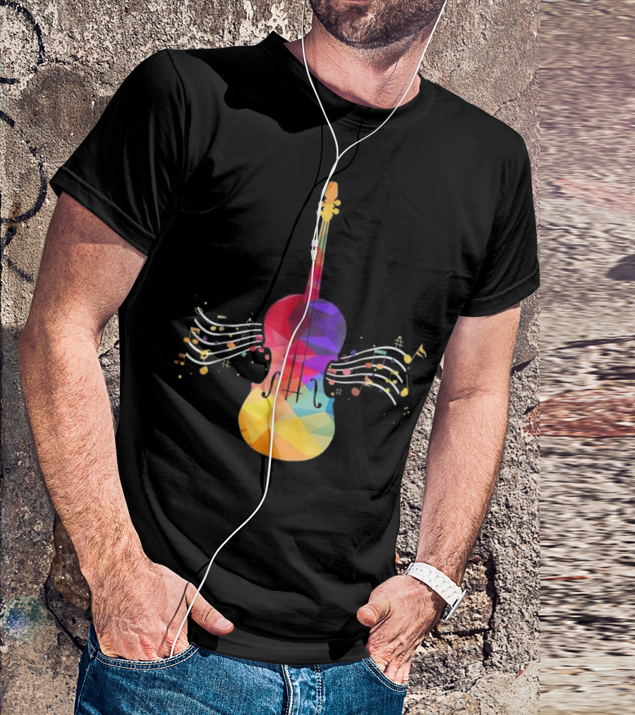 Cello Musical Instrument Colorful Musician Notes T-Shirt