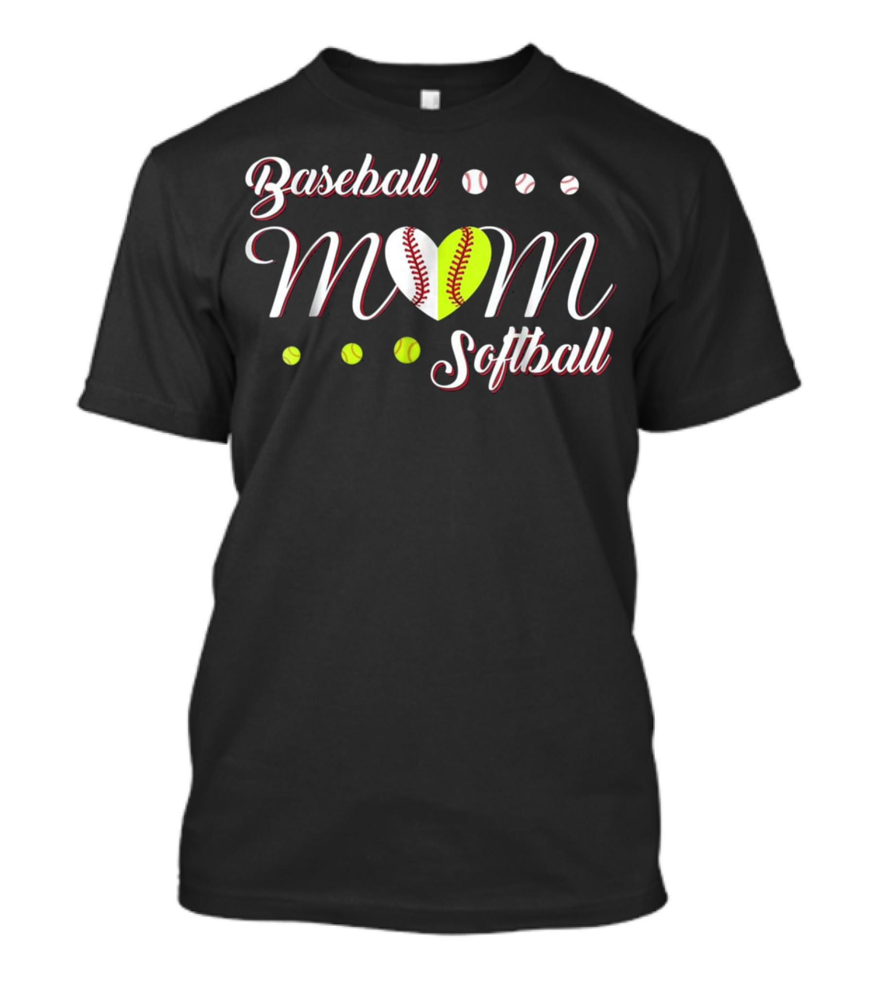 Baseball Mom Softball Mom Heart And Ball T-Shirt