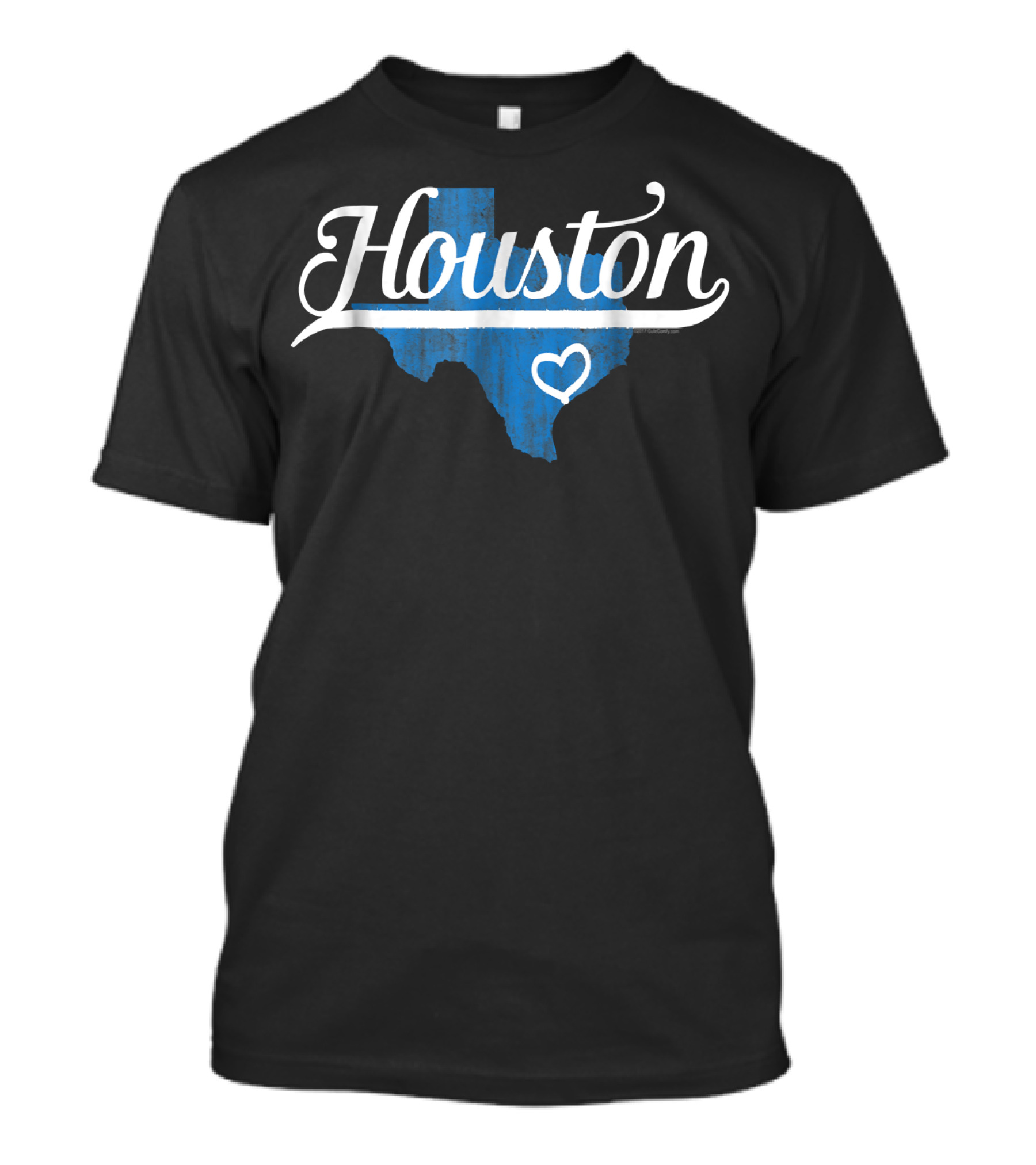 Houston Texas Heart State Pride Souvenir Blue Texas Map With Heart T-Shirt