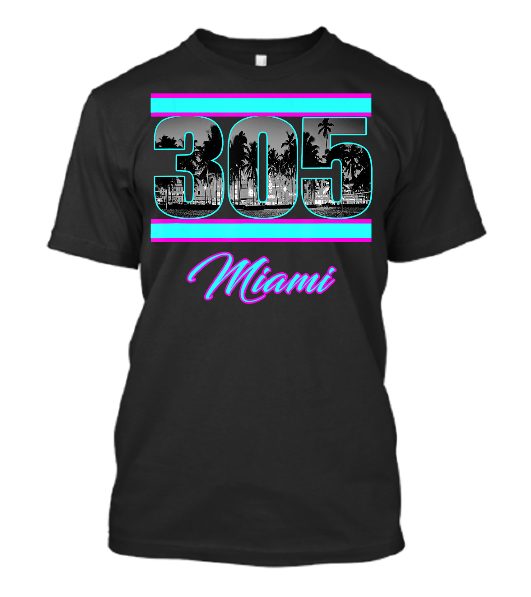Miami 305 South Beach Retro 80s View T-Shirt