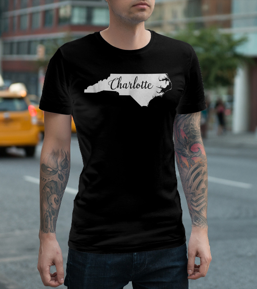 Charlotte North Carolina State Outline Map T-Shirt